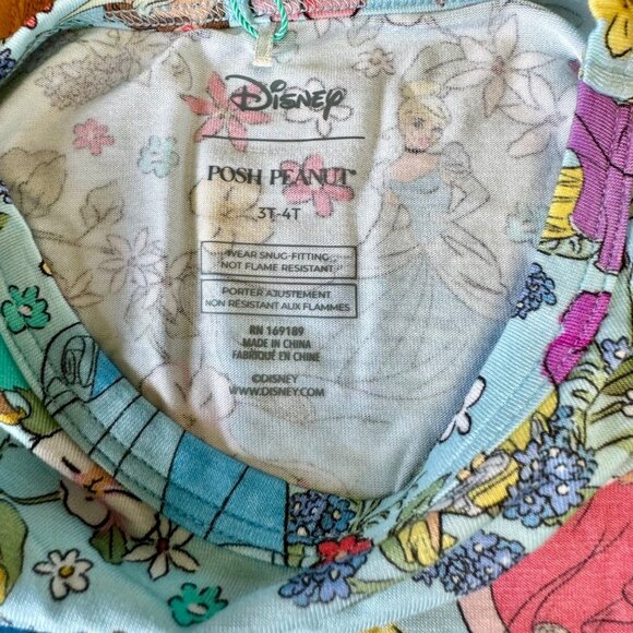POSH PEANUT X DISNEY Princess Pajamas Girls 3T-4T 3-4 NEW Cinderella Belle NWT - Picture 7 of 11